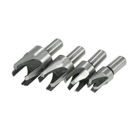 4pcs Carbon Steel Wood Work Plug Cutter Set Round Shank Wood Plug Bits Drill Bit